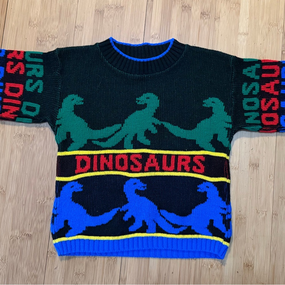 Kids Dinosaur Sweater - Black, Green, Blue
